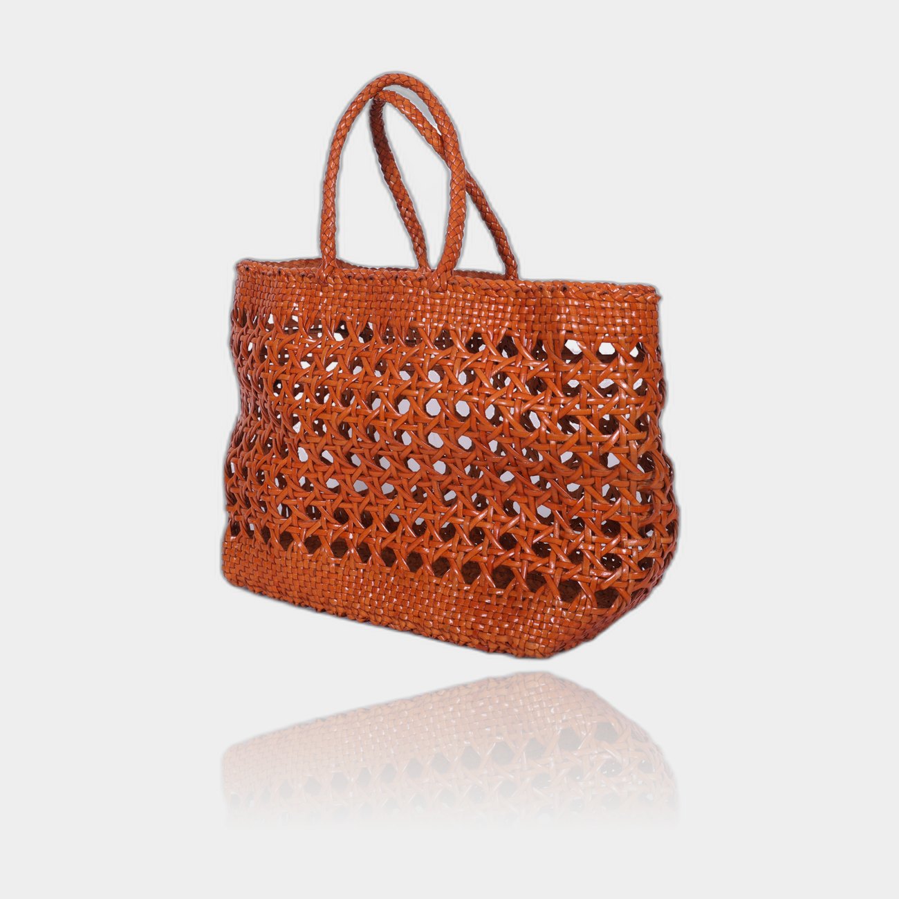 Woven Basket Tote Cognac