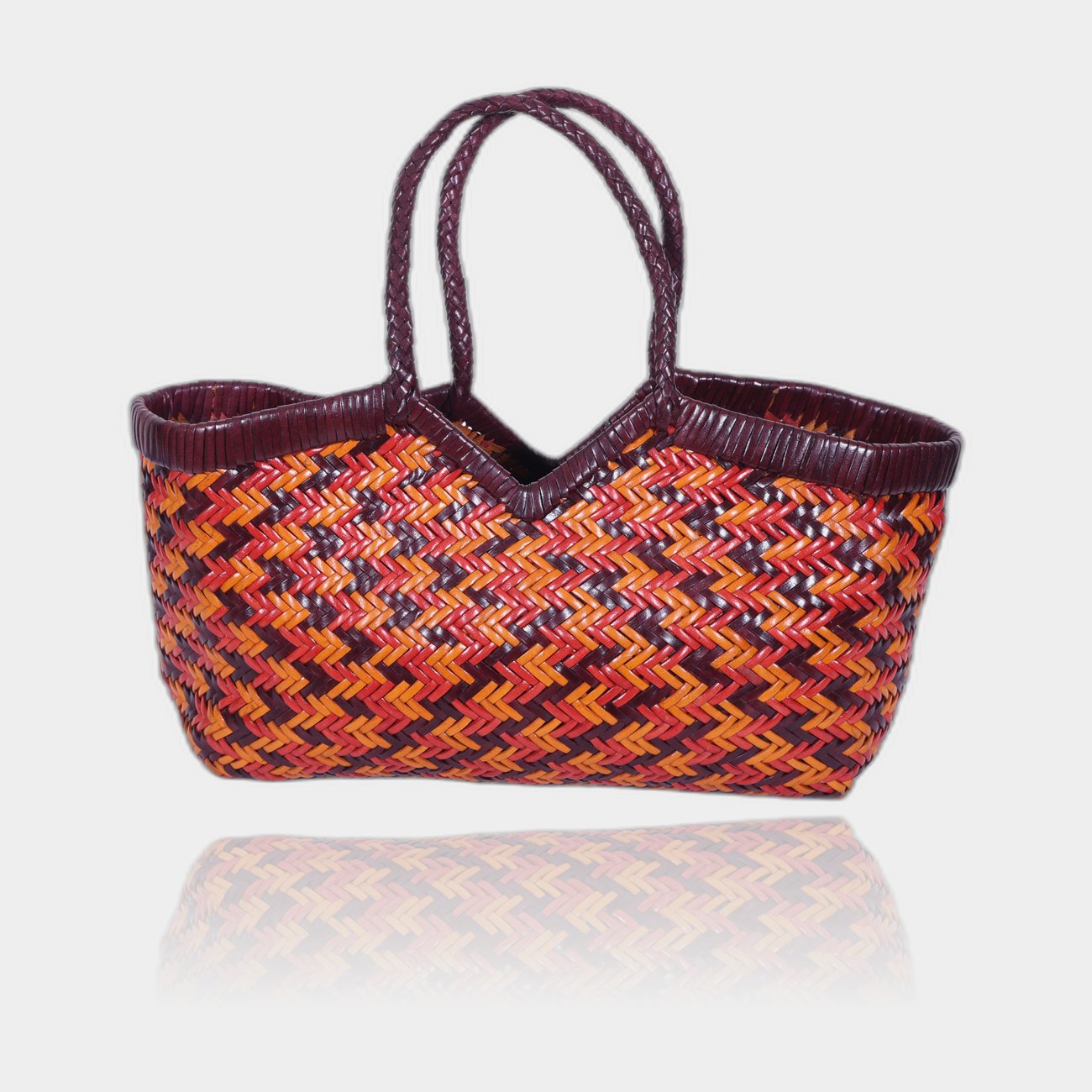 Two-tone Woven Basket Tote